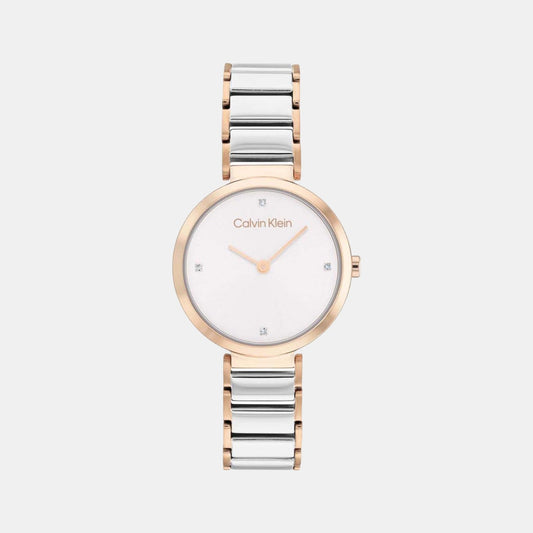 Minimalistic T Bar Women Quartz Silver Dial Analog Stainless Steel Watch 25200139