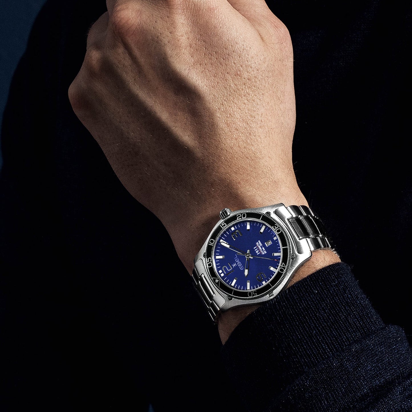 1911 Men Automatic Blue Dial Analog Stainless Steel Watch 1216587