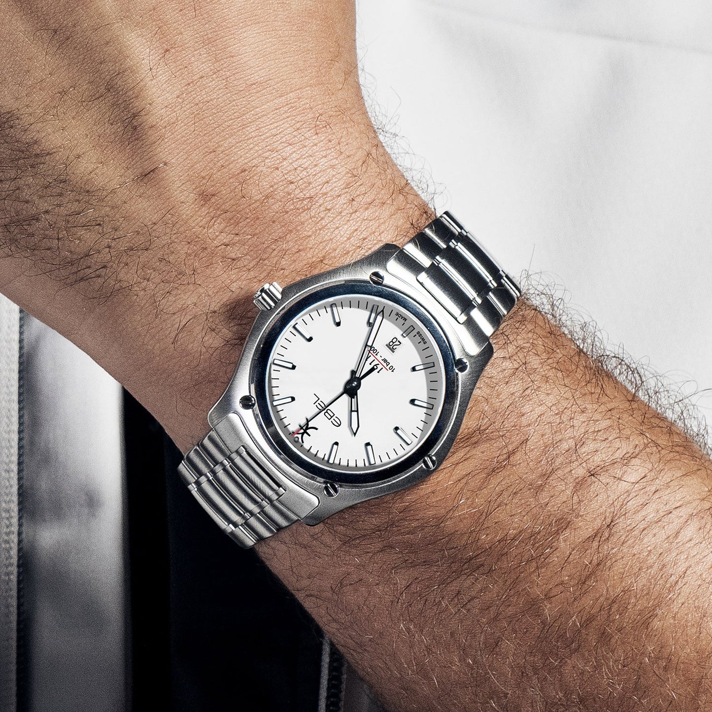 1911 Men Quartz White Dial Analog Stainless Steel Watch 1216607