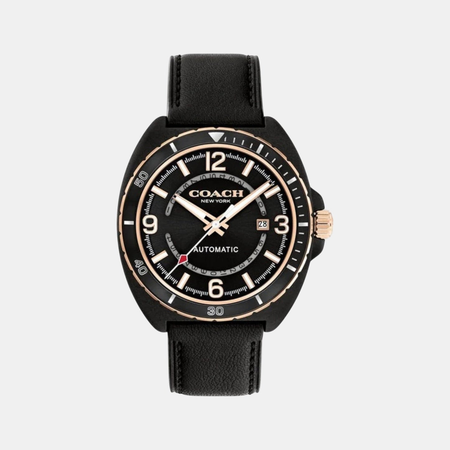 Charter Men Automatic Black Dial Analog Leather Watch 14602734