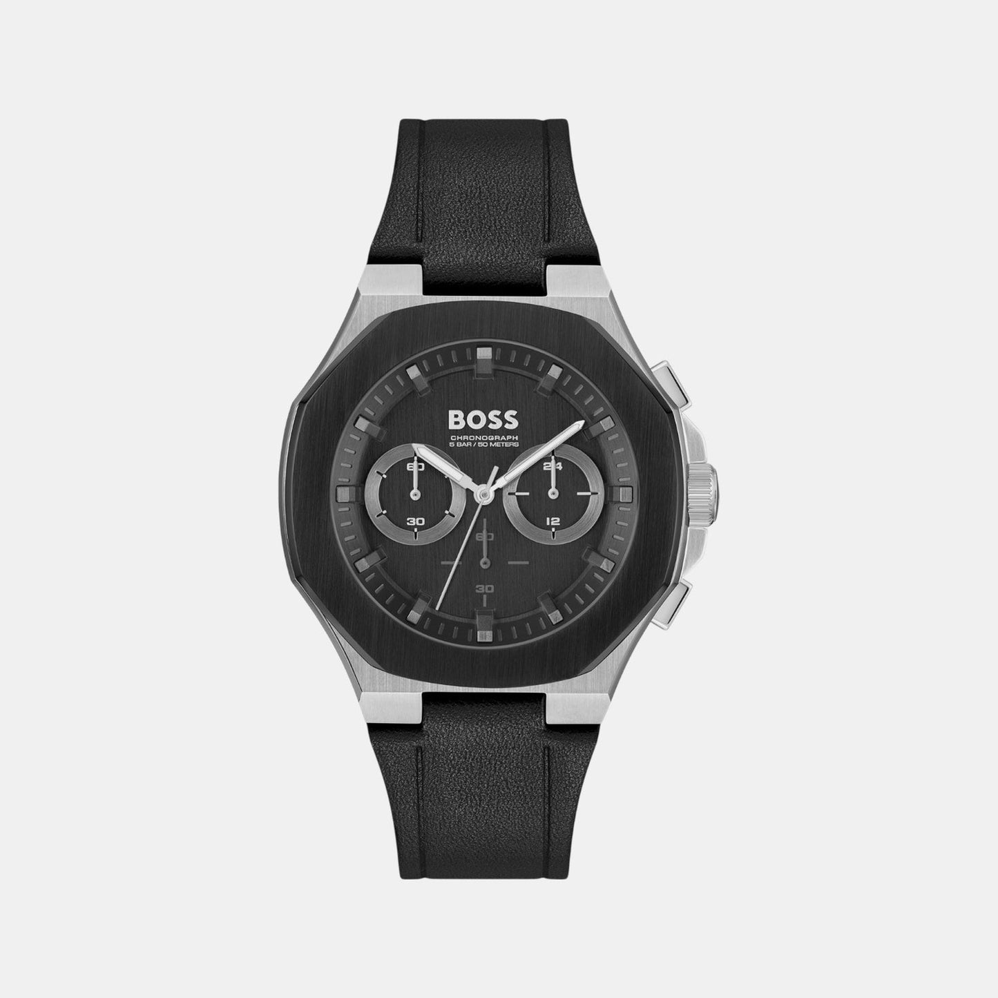 Taper Men Quartz Black Dial Chronograph Leather Watch 1514085
