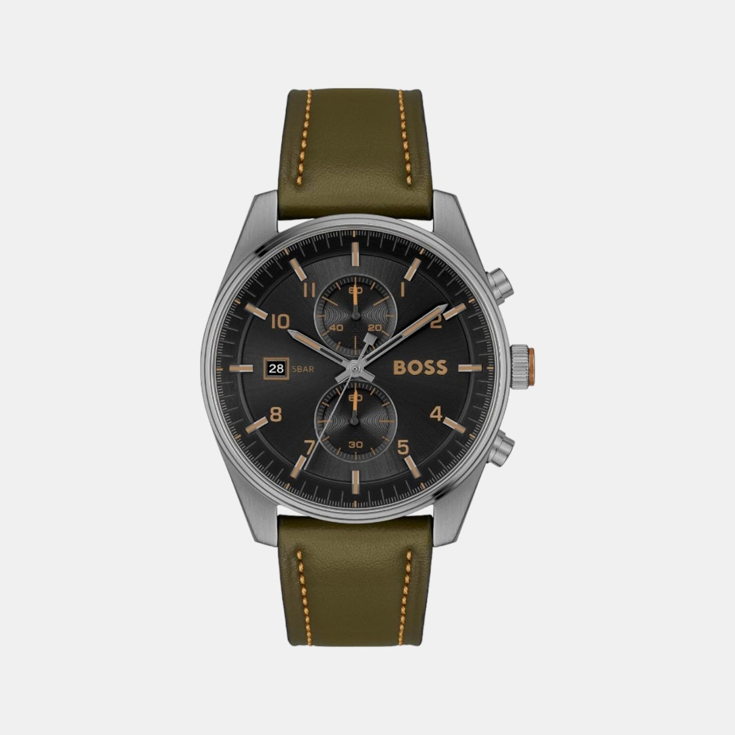 Skytraveller Men Quartz Black Dial Chronograph Leather Watch 1514148