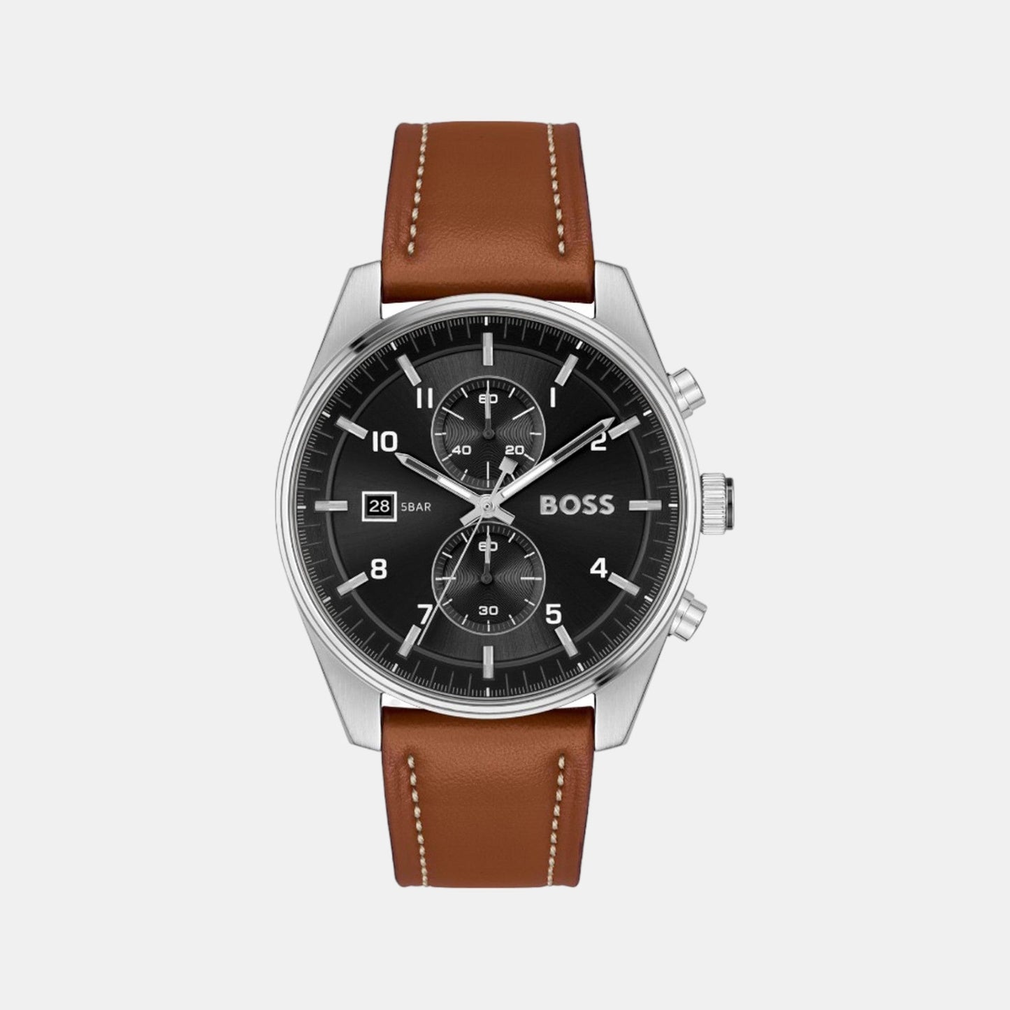 Skytraveller Men Quartz Black Dial Chronograph Leather Watch 1514161