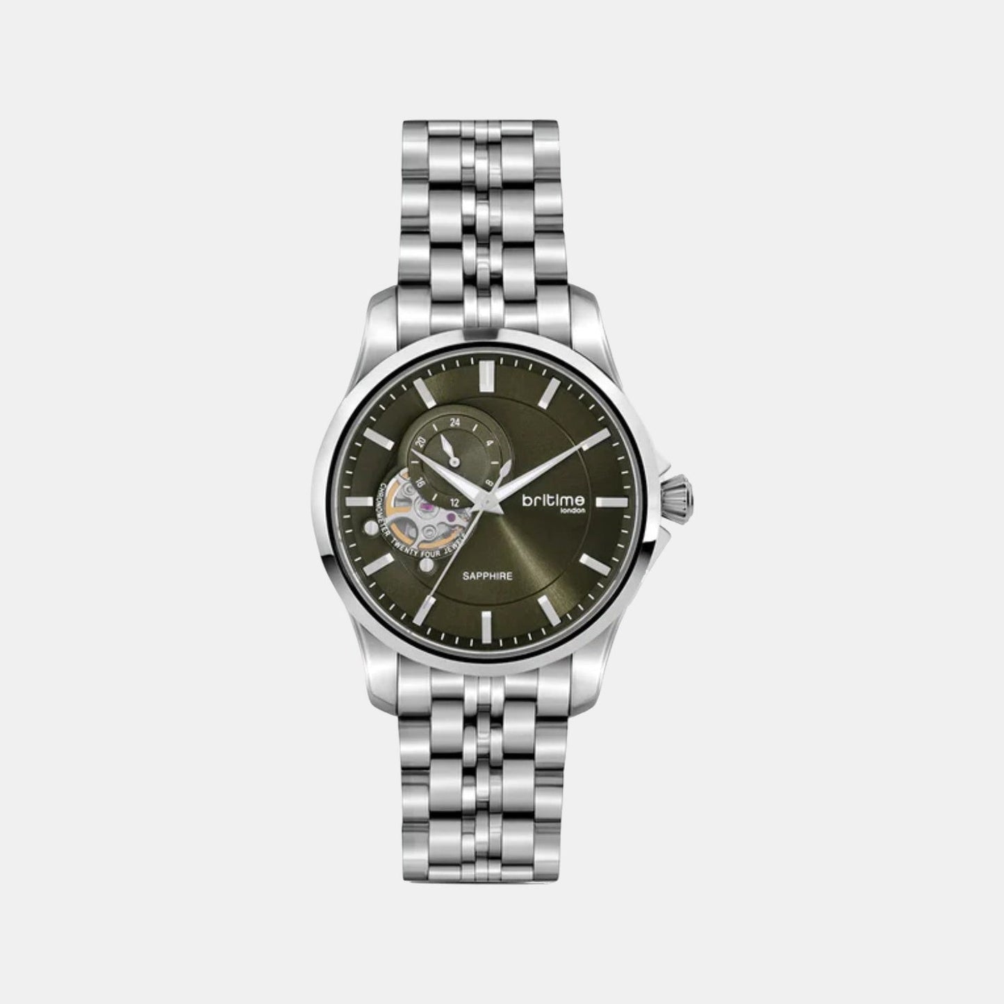 Men Automatic Green Dial Analog Stainless Steel Watch 166-M11801