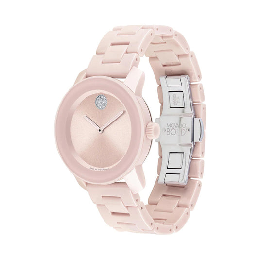 Movado Bold 3600804 Blush Ceramic Steel Case Women's