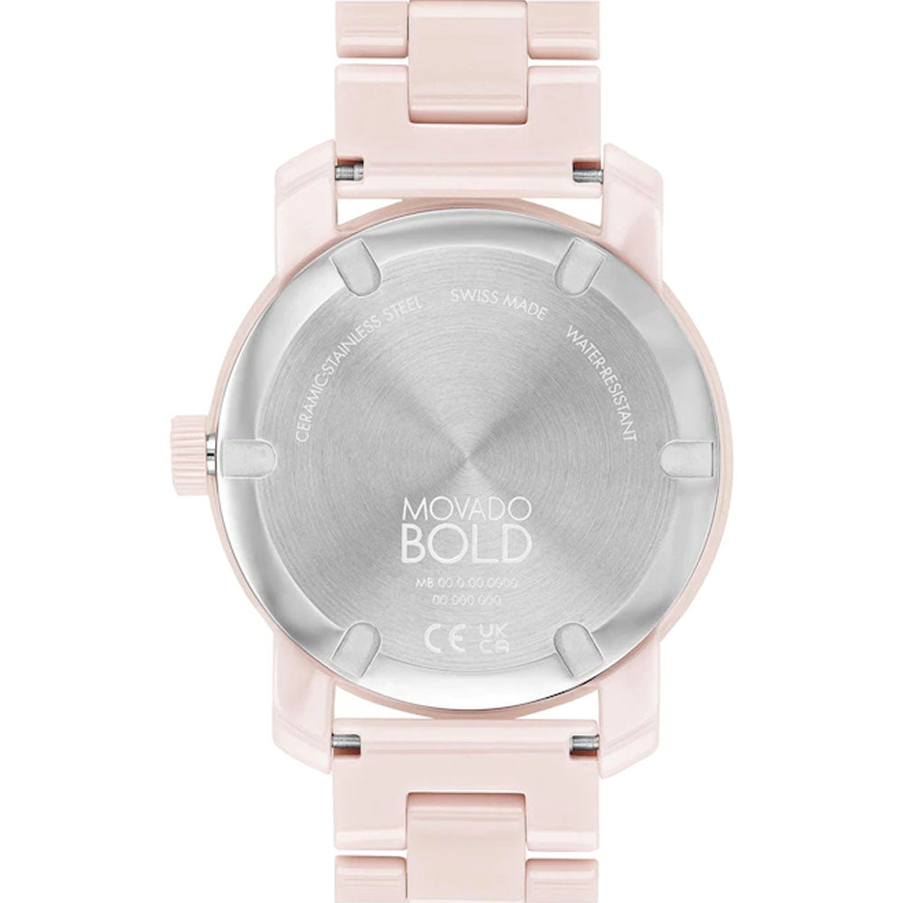 Movado Bold 3600804 Blush Ceramic Steel Case Women's