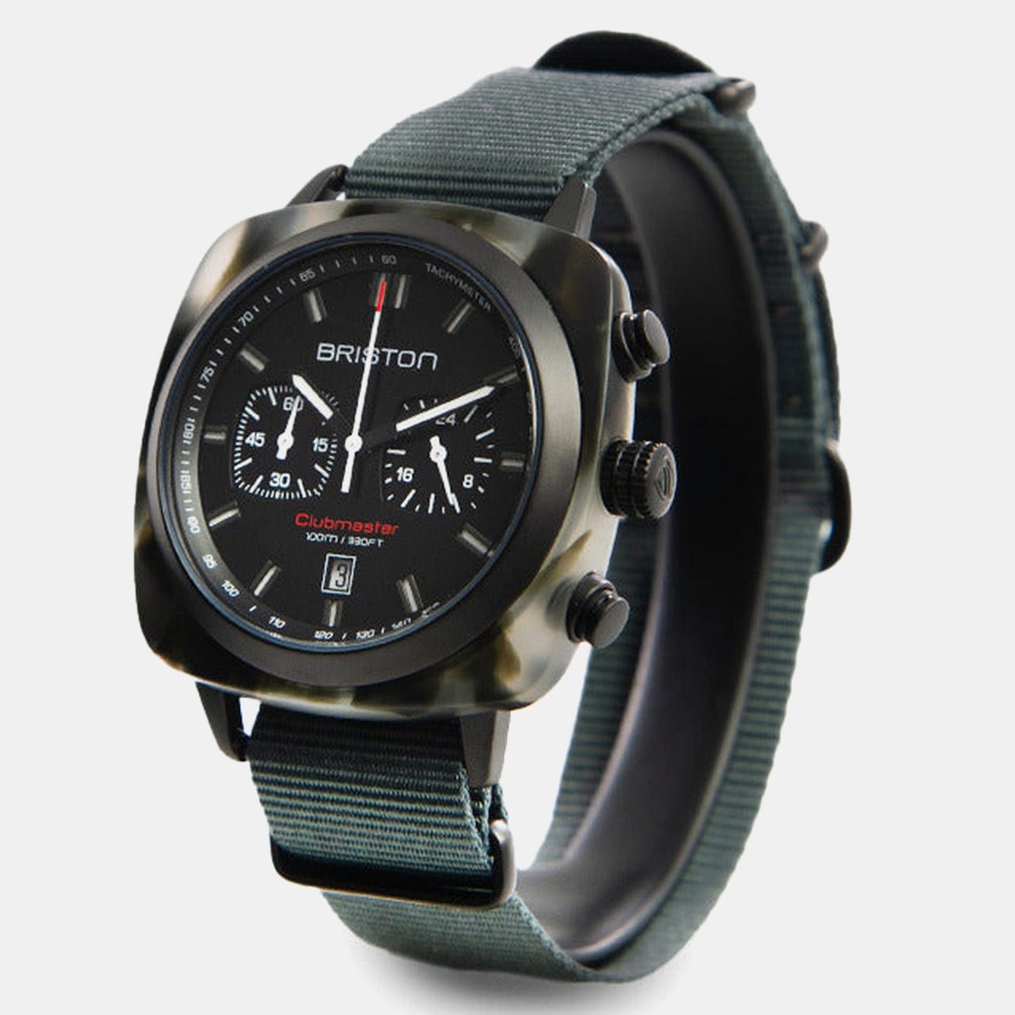 Clubmaster Sport Men Quartz Black Dial Chronograph NATO Watch 18142.PBAM.GTS.3.NG