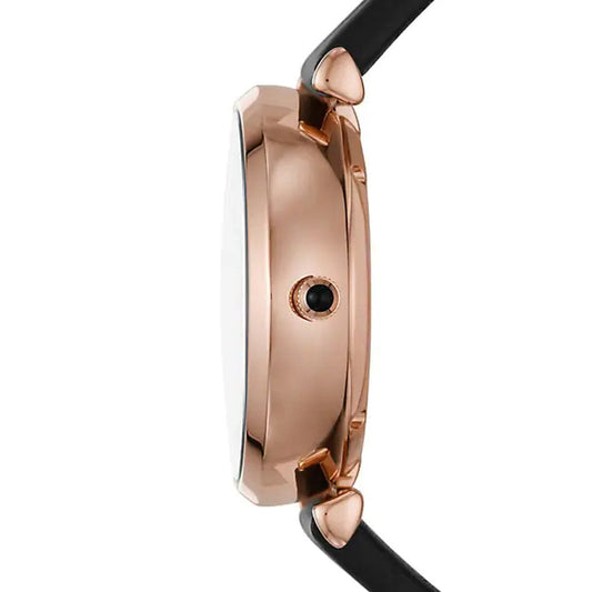 Emporio Armani Mens Automatic Black Leather Watch (Model: AR60064)