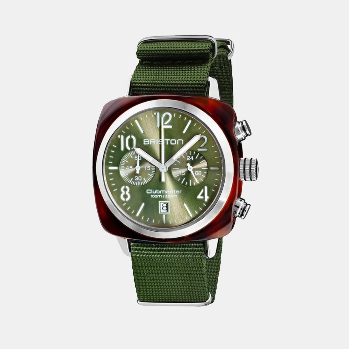 Clubmaster Classic Men Quartz Green Dial Chronograph NATO Watch 19140.SA.T.26.NOL