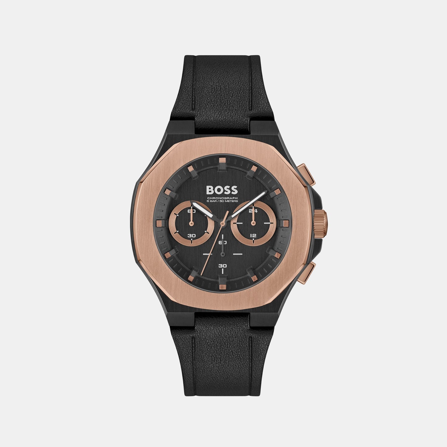 Taper Men Quartz Black Dial Chronograph Leather Watch 1514089