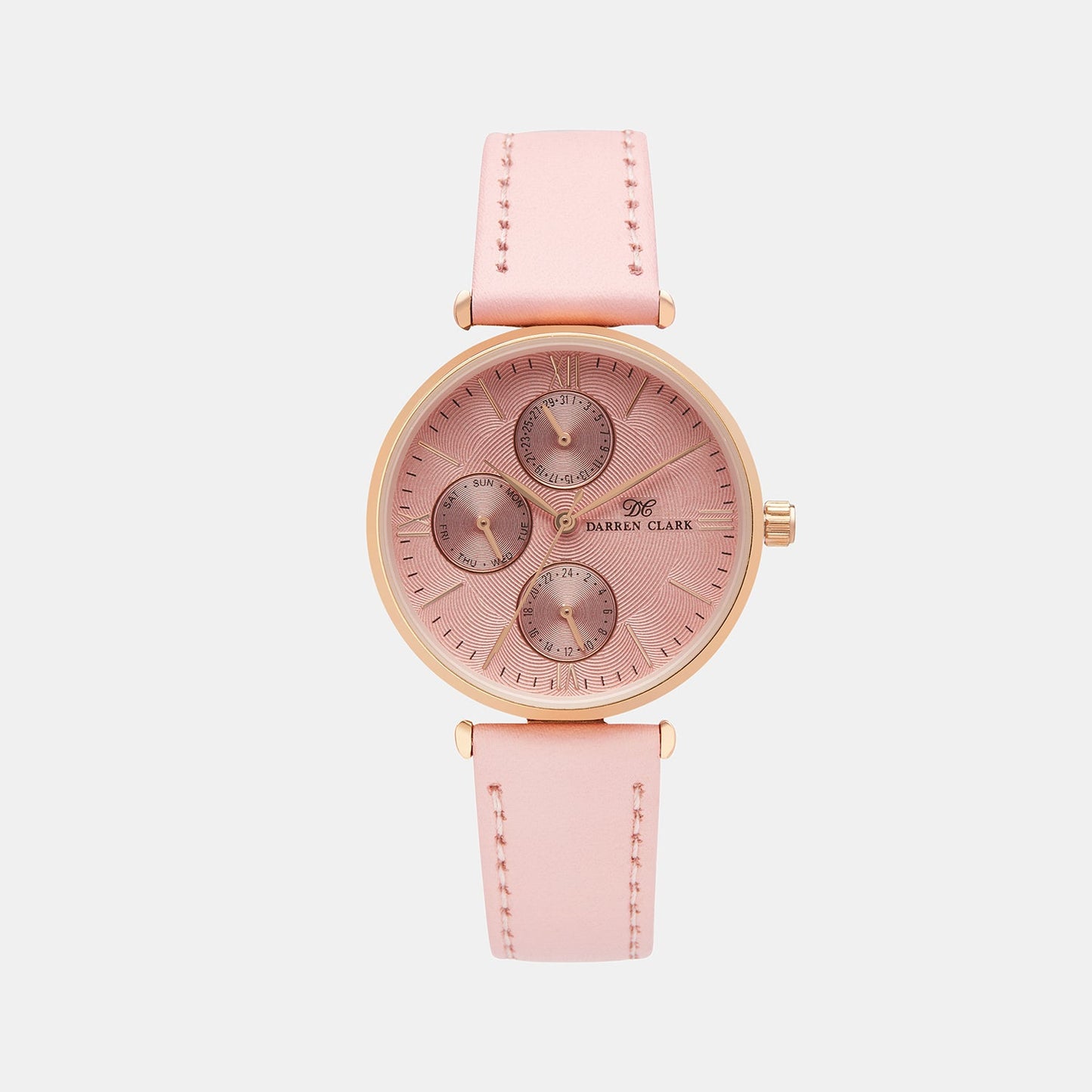 Women Quartz Pink Dial Chronograph Leather Watch 2003N-L0310