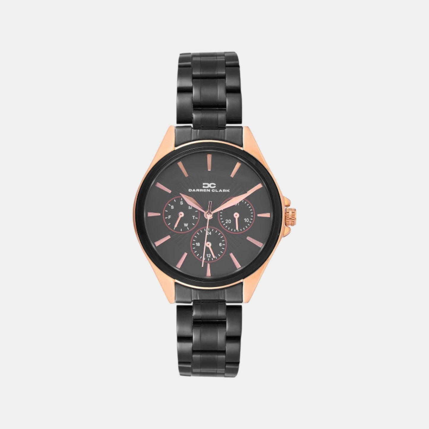 Women Quartz Black Dial Multi-Function Metal Watch 2010F-M0304