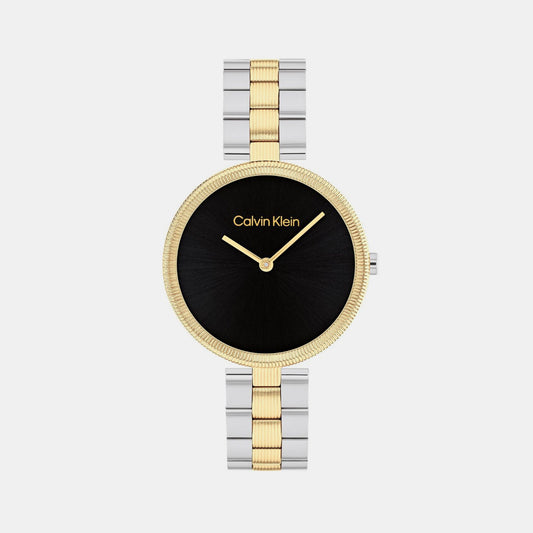 Gleam Women Quartz Black Dial Analog Stainless Steel Watch 25100012