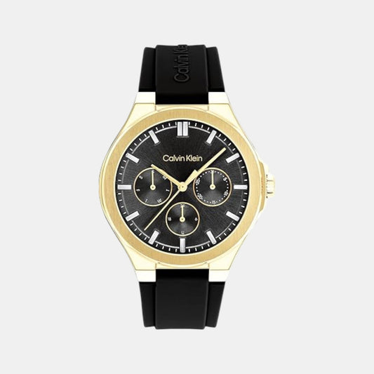 Vibrancy Women Quartz Black Dial Multi-Function Leather Watch 25100107