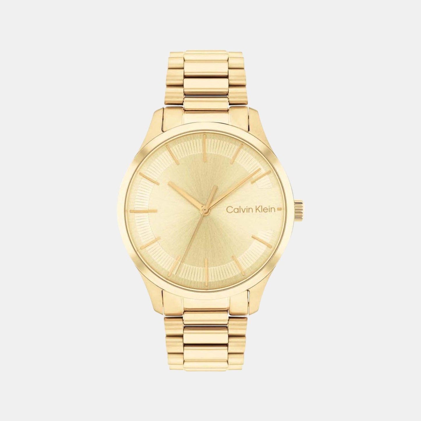 Ck Iconic Unisex Quartz Champagne Dial Analog Stainless Steel Watch 25200043