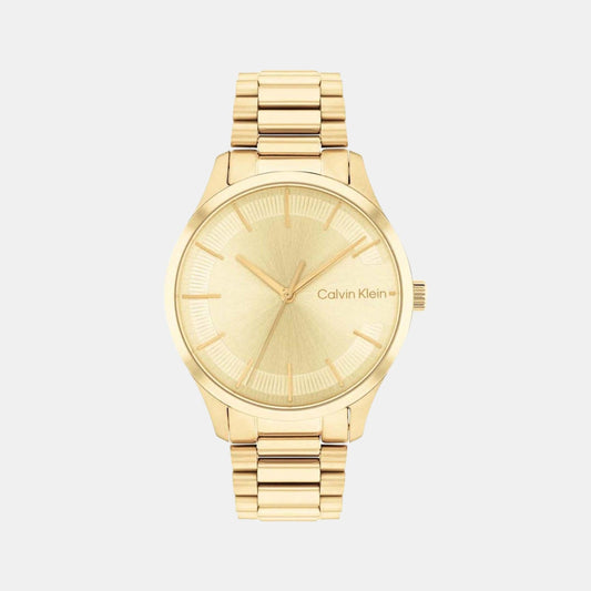 Ck Iconic Unisex Quartz Champagne Dial Analog Stainless Steel Watch 25200043