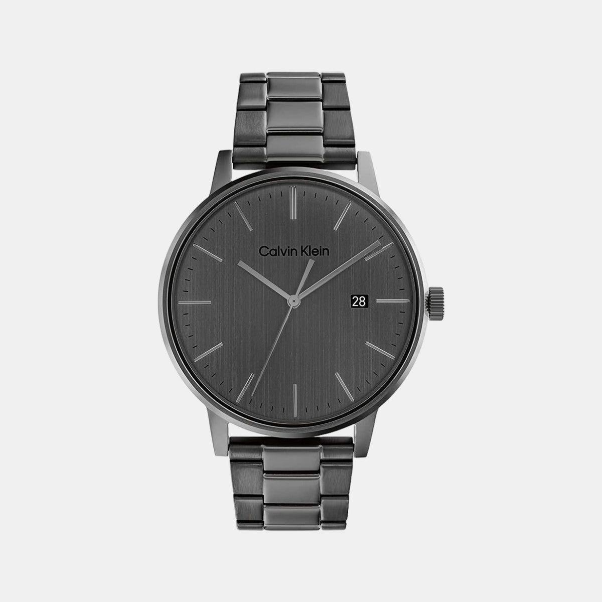 Linked Bracelet Men Quartz Grey Dial Analog Stainless Steel Watch 25200054