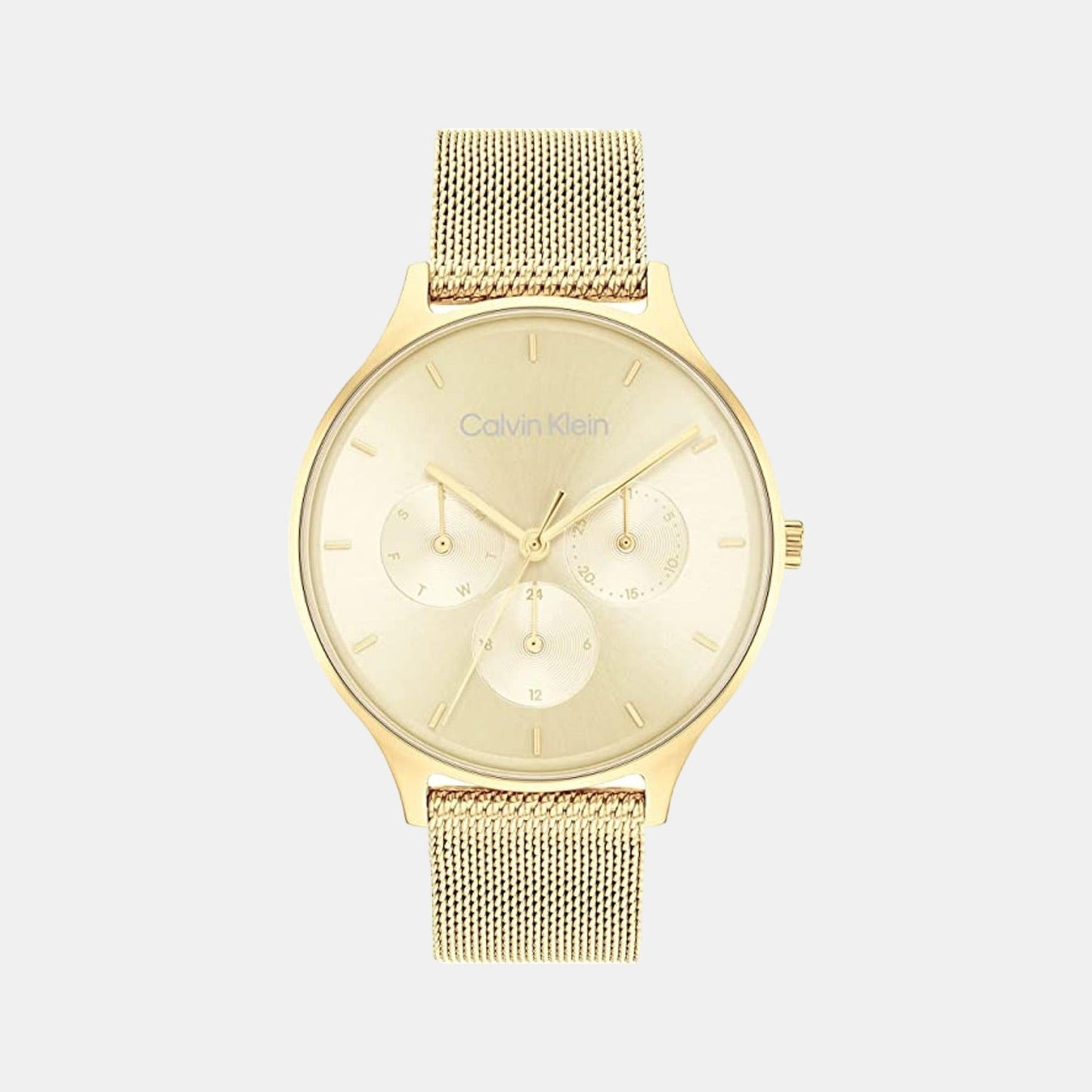 Timeless Women Quartz Yellow Dial Multi-Function Mesh Watch 25200103