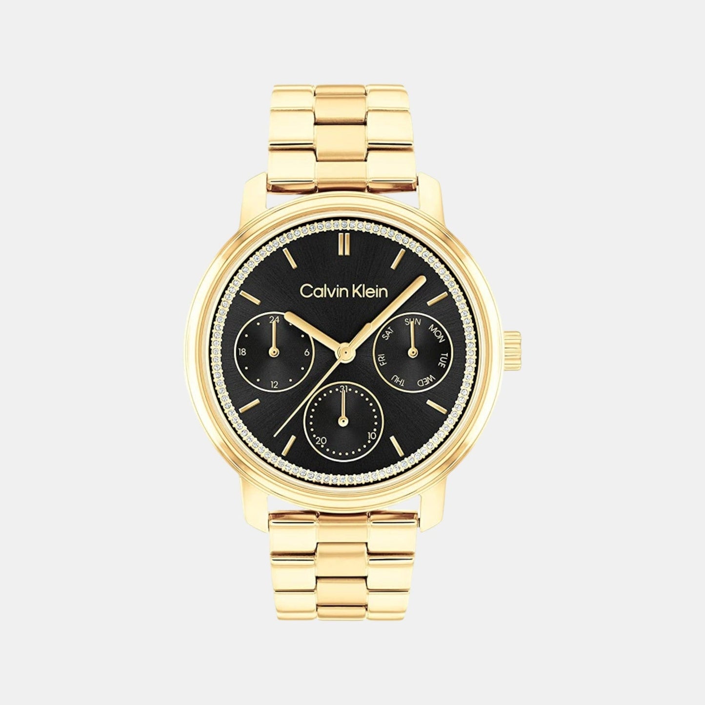 Minimalistic Women Quartz Black Dial Chronograph Stainless Steel Watch 25200177