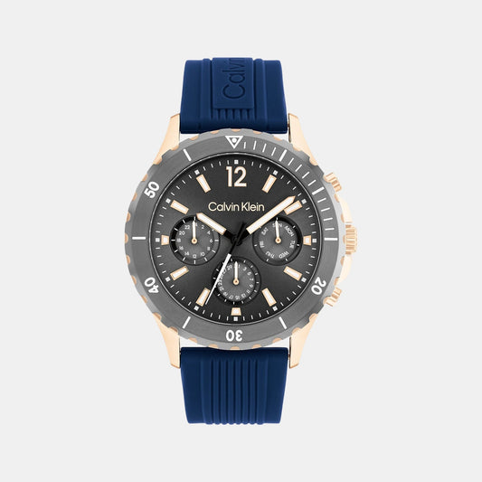 Sport For Him Men Quartz Grey Dial Chronograph Silicone Watch 25200316