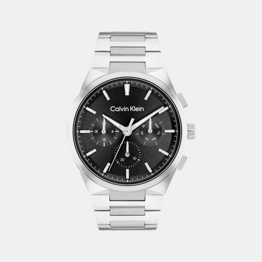 Distinguish Men Quartz Black Dial Chronograph Stainless Steel Watch 25200459