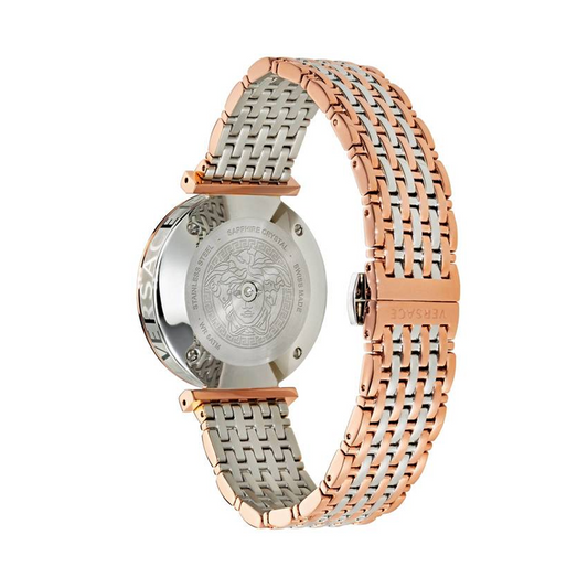 VERSACE VELS00719 V-Twist Silver Dial Two-Tone Ladies Watch