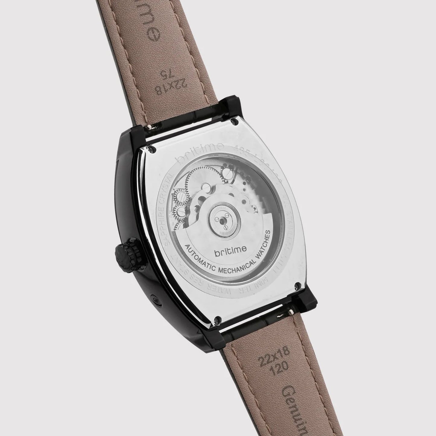 Emerion Men Automatic Black Dial Multi-Function Leather Watch 465-L80406