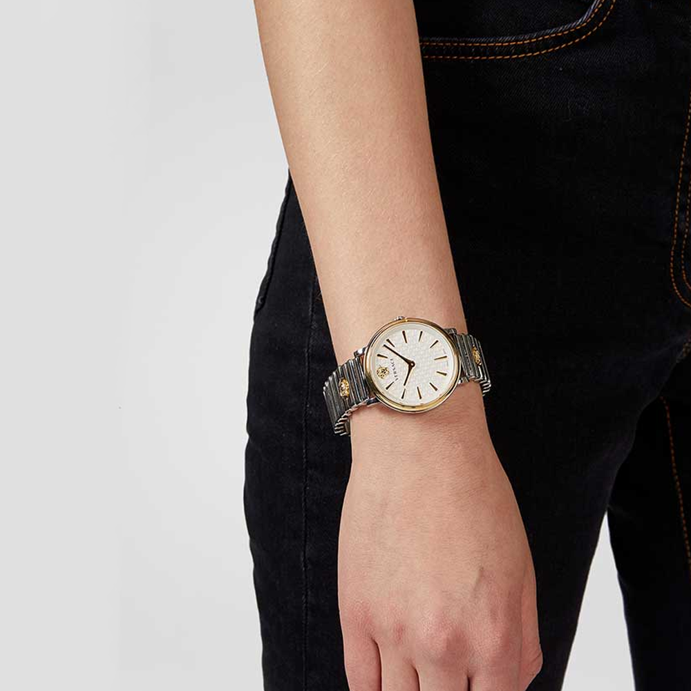 Versace VE8101419 V-Circle Analog White Dial Ladies Watch