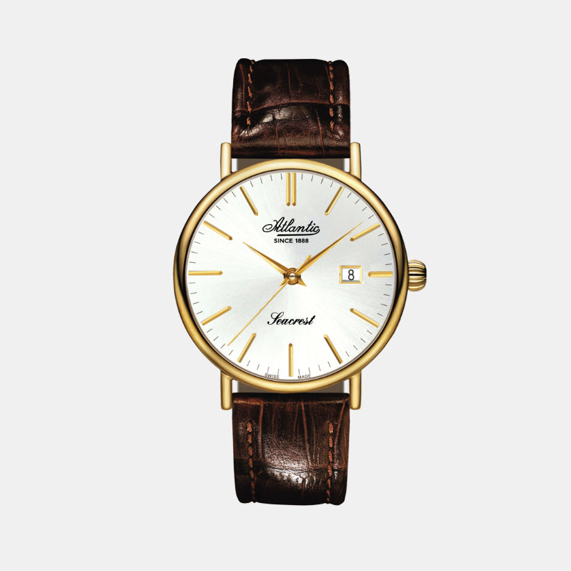 Men Quartz White Dial Analog Leather Watch 50354.45.21