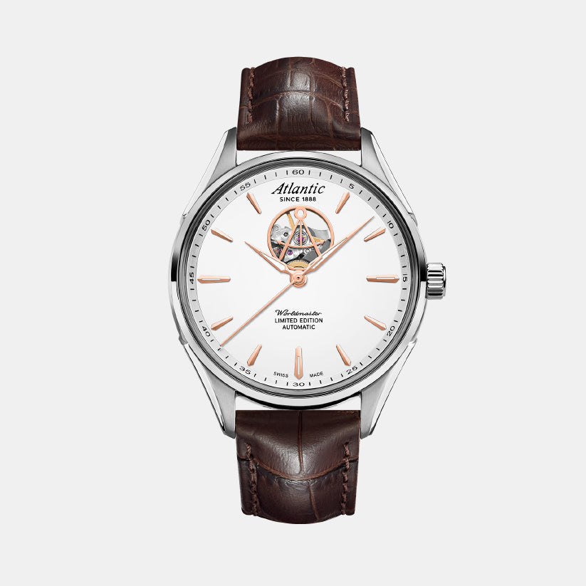 Worldmaster Open Heart Limited Edition Men Automatic White Dial Analog Leather Watch 52780.41.21R