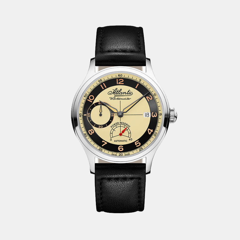 Men Automatic Cream Dial Analog Leather Watch 53782.41.93RB