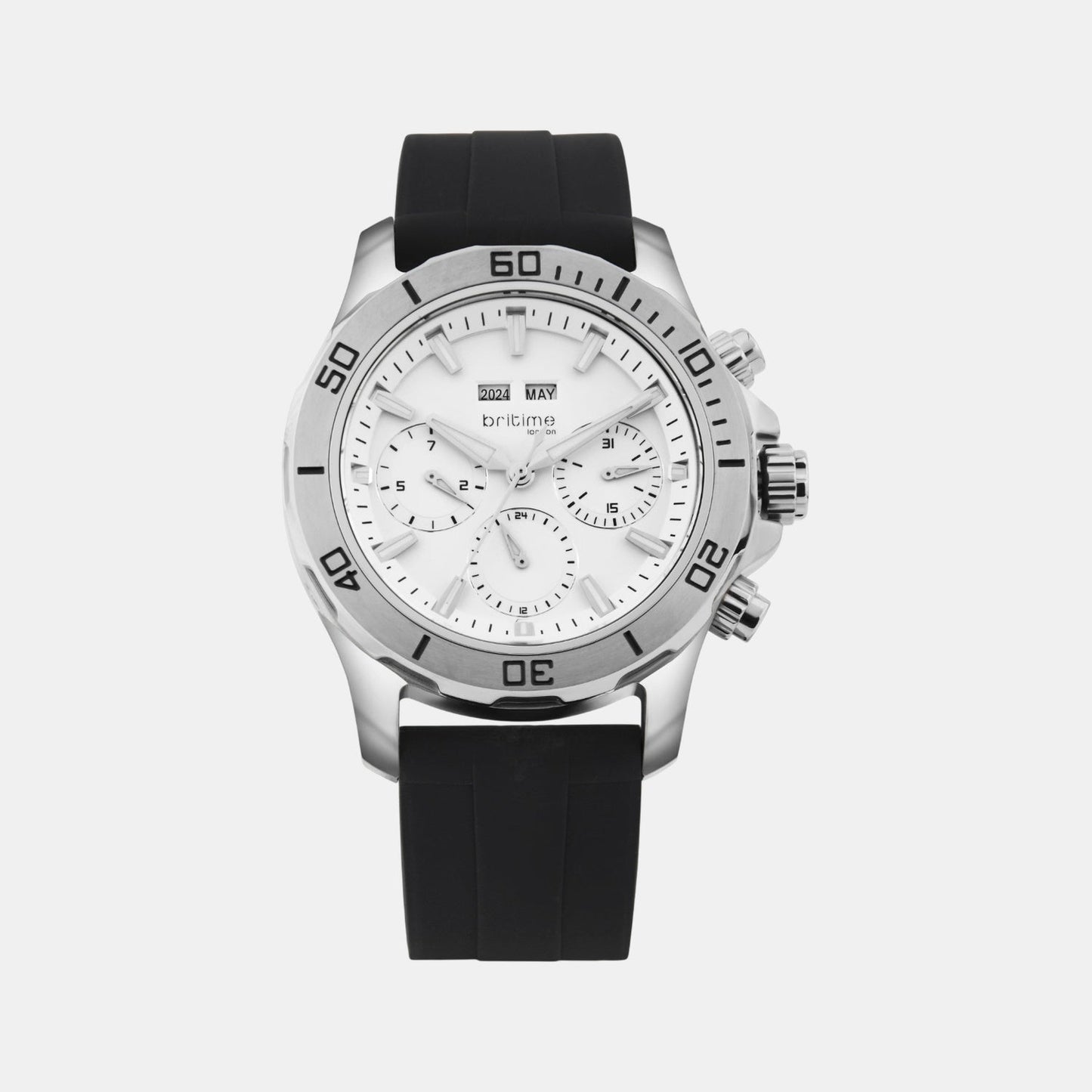 Equinox Men Automatic Silver Dial Chronograph Leather Watch 562-P10306