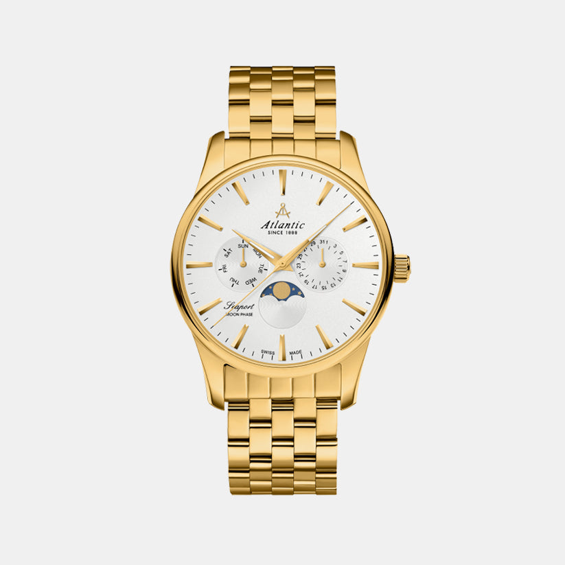 Men Quartz Silver Dial Multi-Function Stainless Steel Watch 56555.45.21