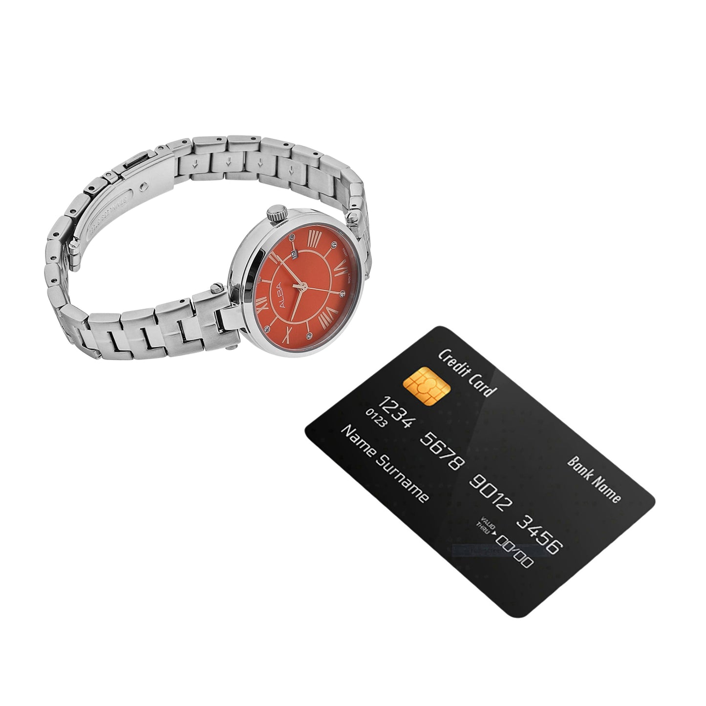 AH7AN9X1 Bright Orange Dial Ladies Watch