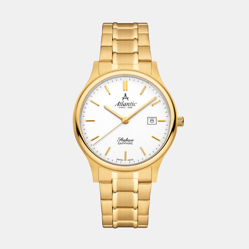 Men Quartz White Dial Analog Stainless Steel Watch 60348.45.11