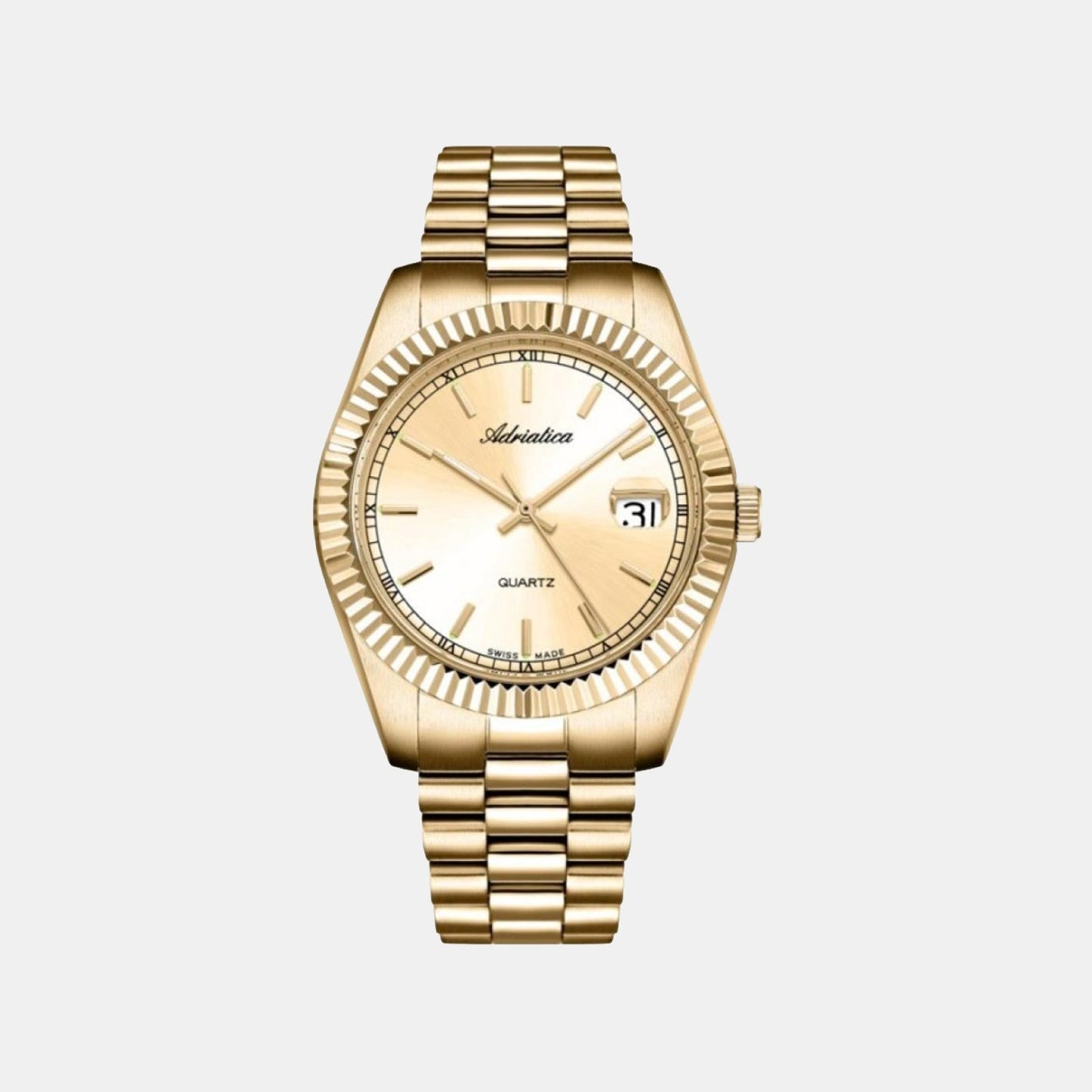 Men Quartz Champagne Dial Analog Stainless Steel Watch A1090.1111Q