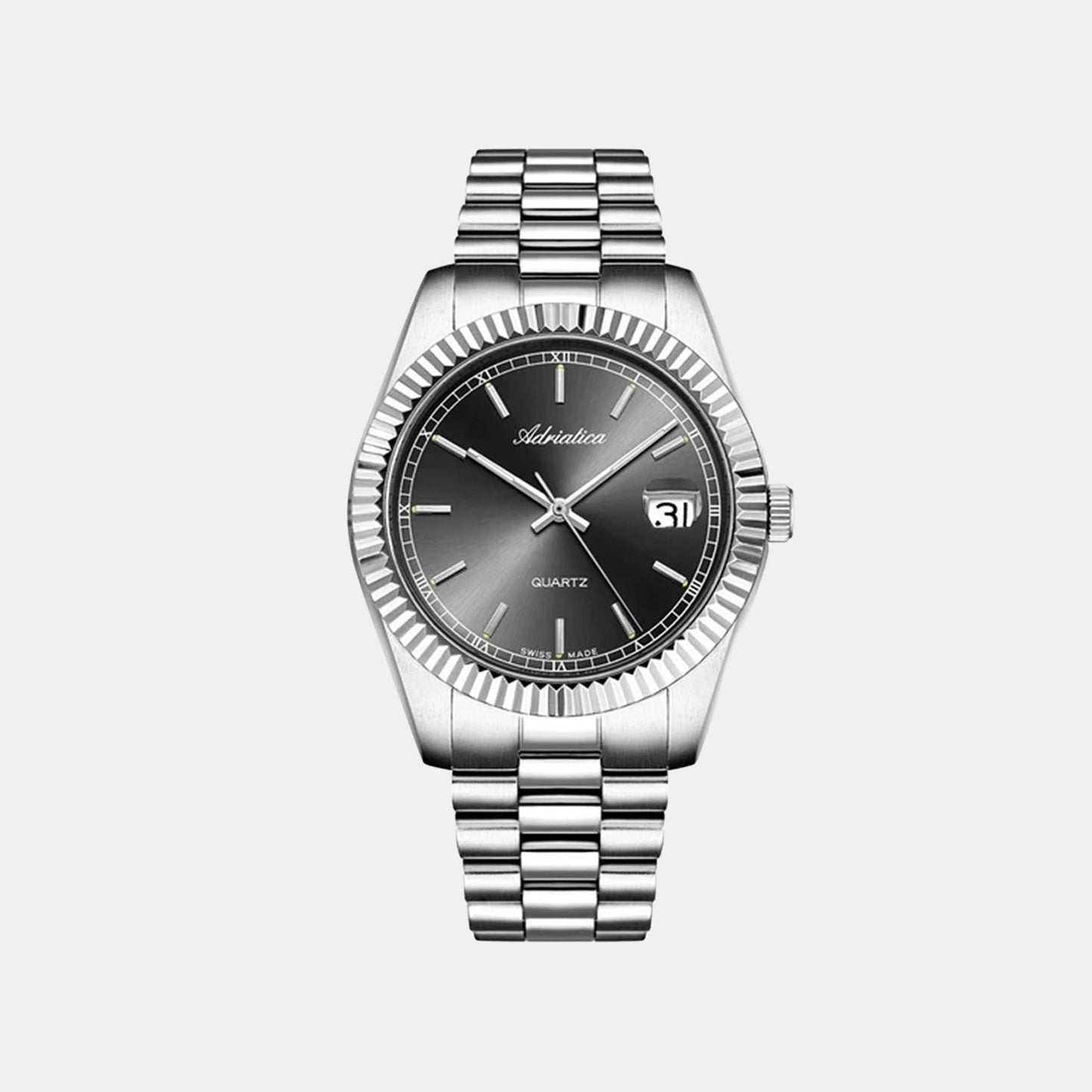 Men Quartz Grey Dial Analog Stainless Steel Watch A1090.5116Q