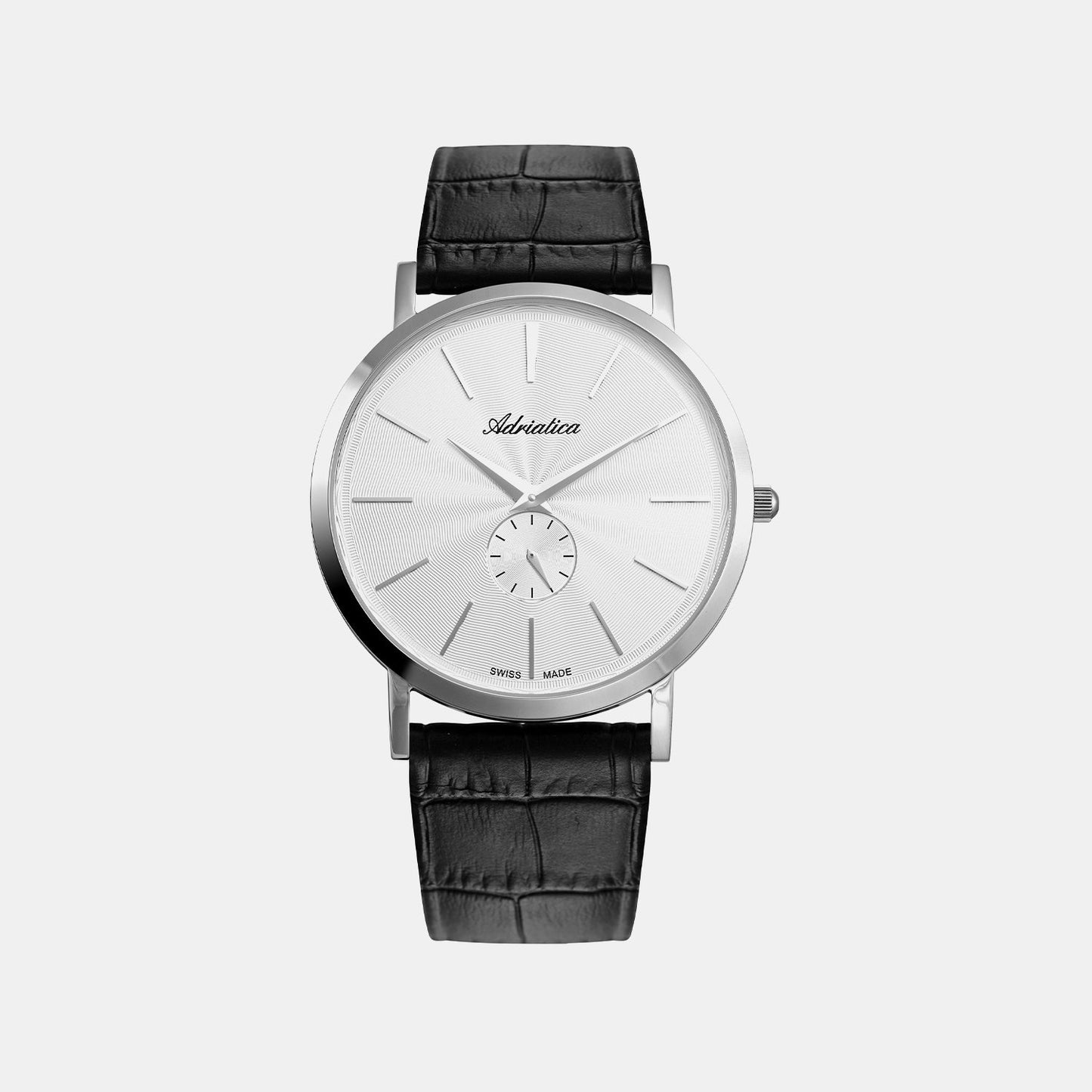Vintage Men Quartz Silver Dial Analog Leather Watch A1113.5213Q