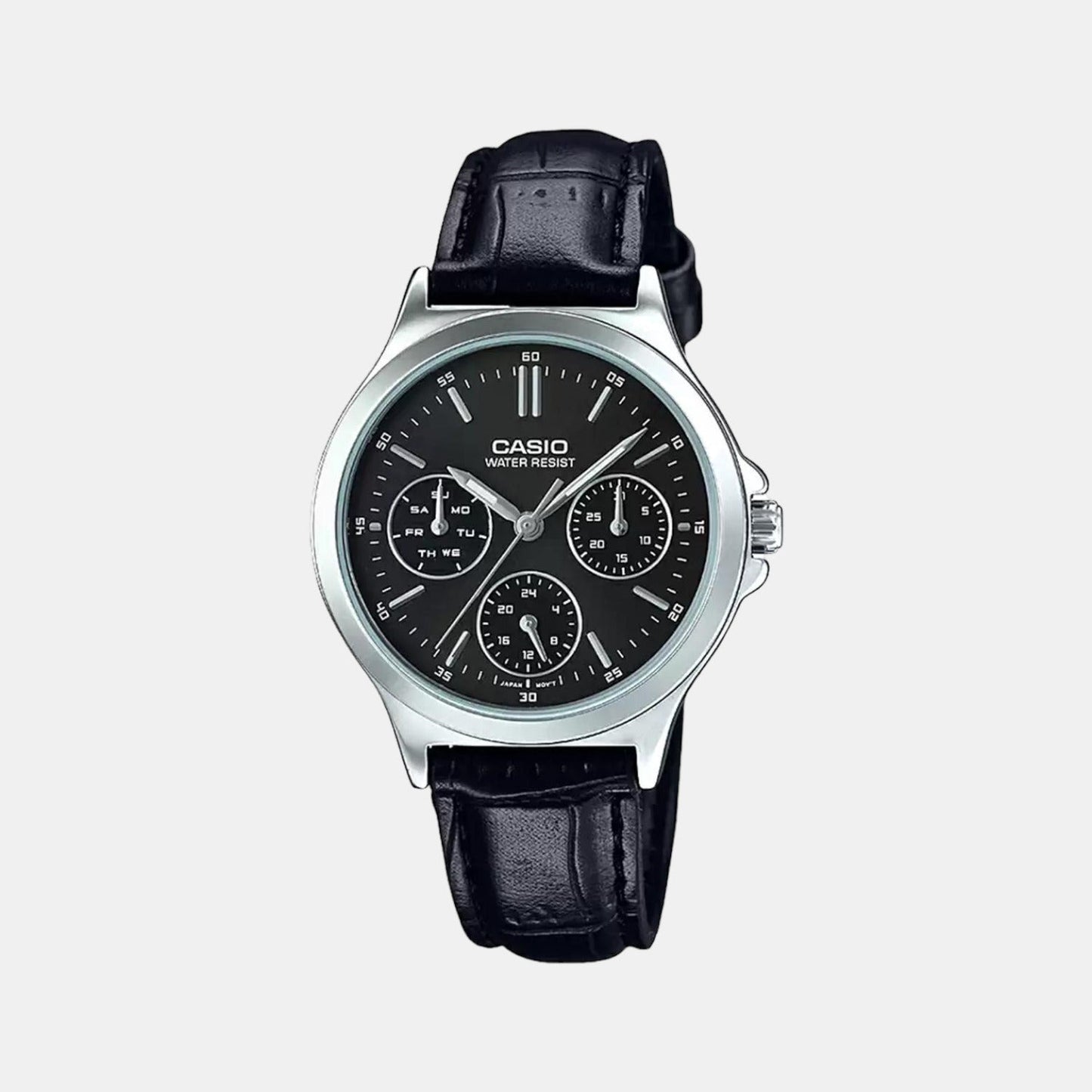 Enticer Women Quartz Black Dial Chronograph Leather Watch A1149