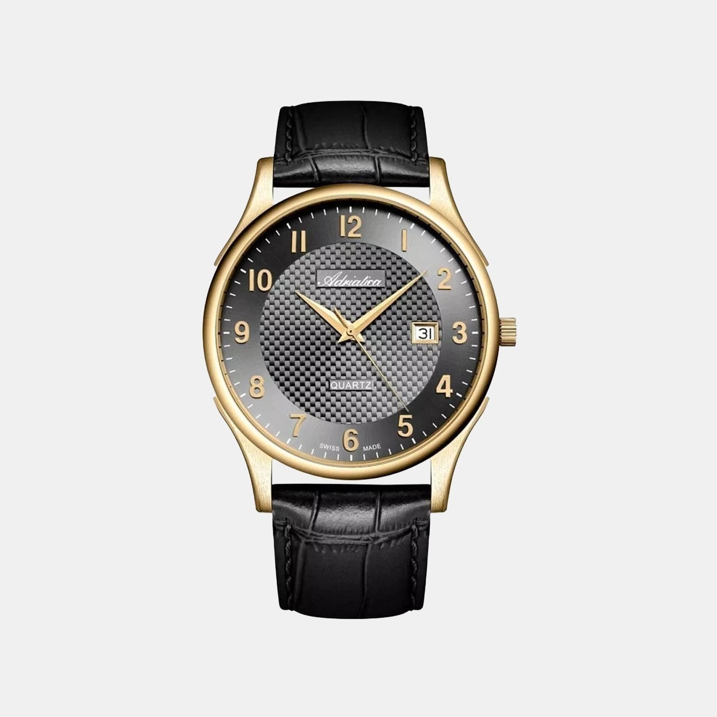 Pairs Men Quartz Grey Dial Analog Leather Watch A1246.1226Q