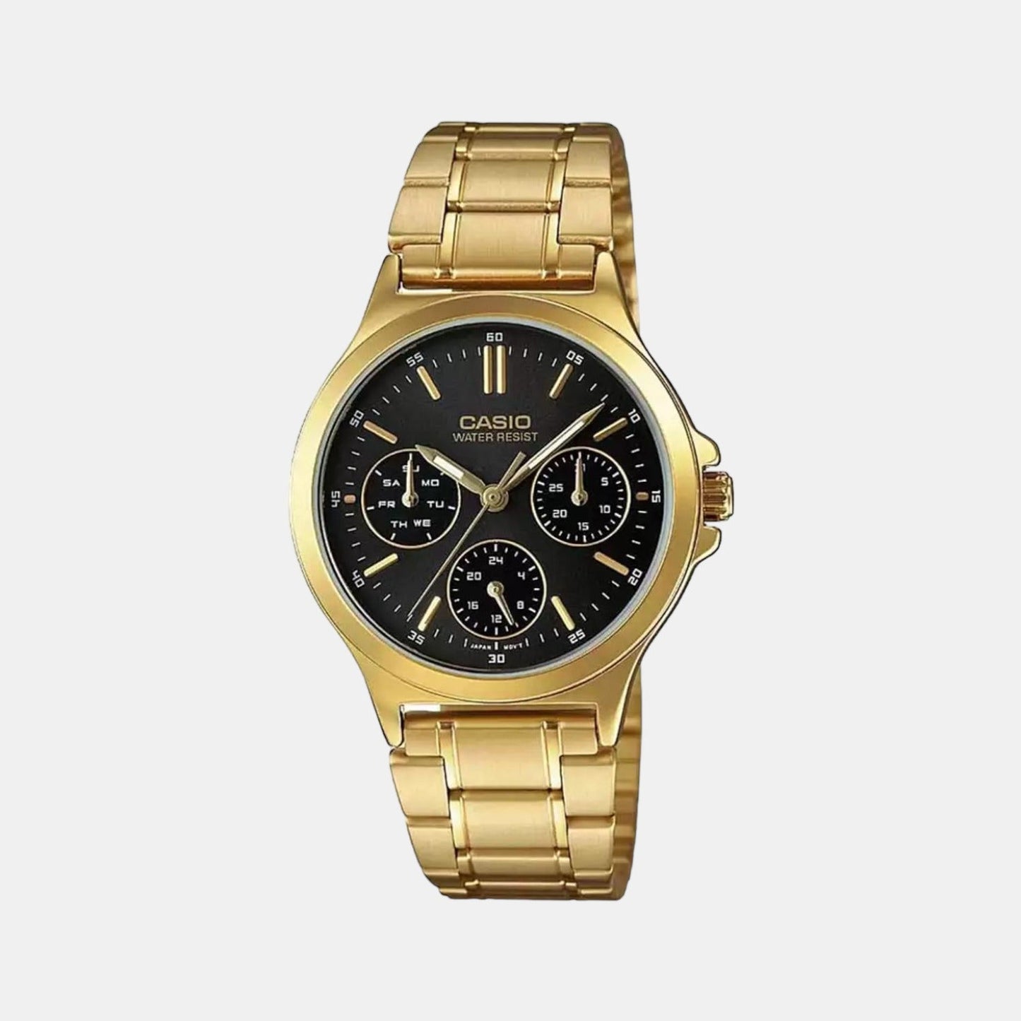 Enticer Women Quartz Black Dial Multi-Function Stainless Steel Watch A1914