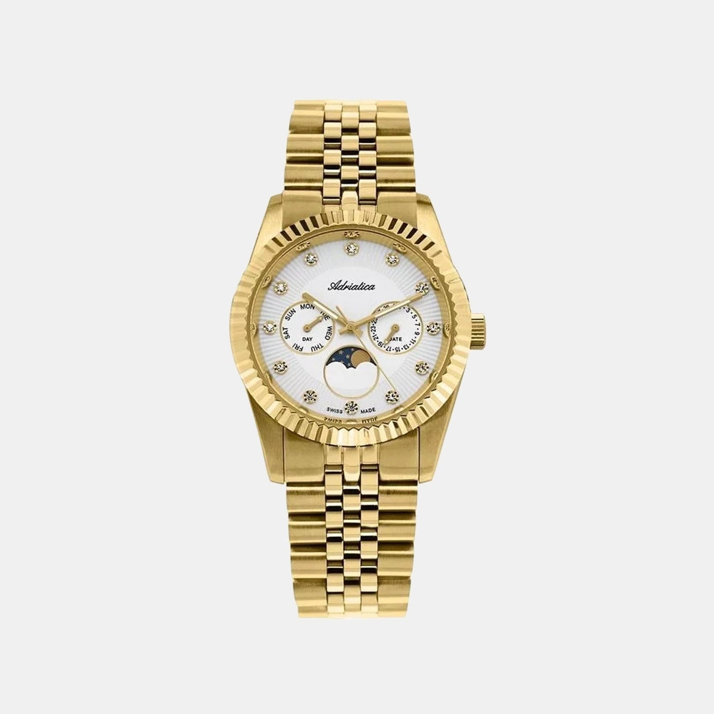 Moonphase Women Quartz Silver Dial Multi-Function Stainless Steel Watch A3809.1143QF