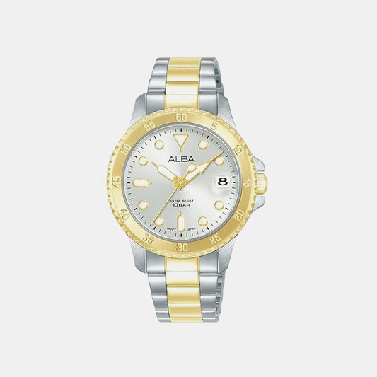 Active Women Quartz Silver Dial Analog Stainless Steel Watch AG8Q36X1