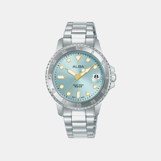 Active Women Quartz Blue Dial Analog Stainless Steel Watch AG8Q41X1