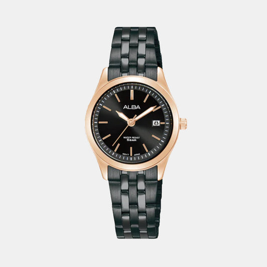 Onyx Women Quartz Black Dial Analog Stainless Steel Watch AH7CE2X1