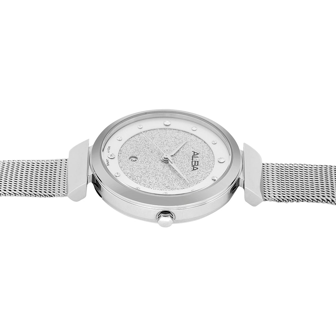 AH7CG9X1 Silver Shimmer Dial With Silver Strap Ladies Watch
