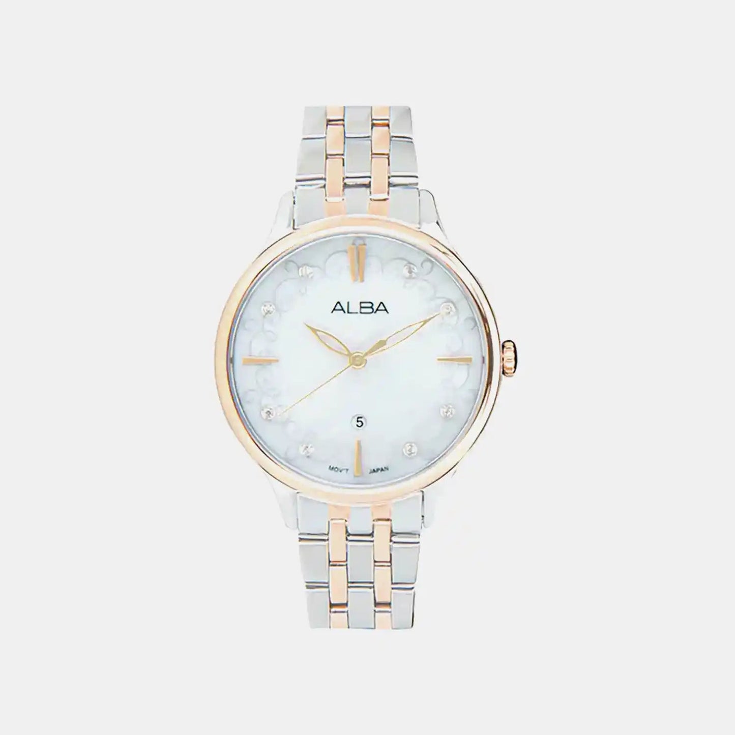 Women Quartz Mother Of Pearl Dial Analog Stainless Steel Watch AH7CR2X1
