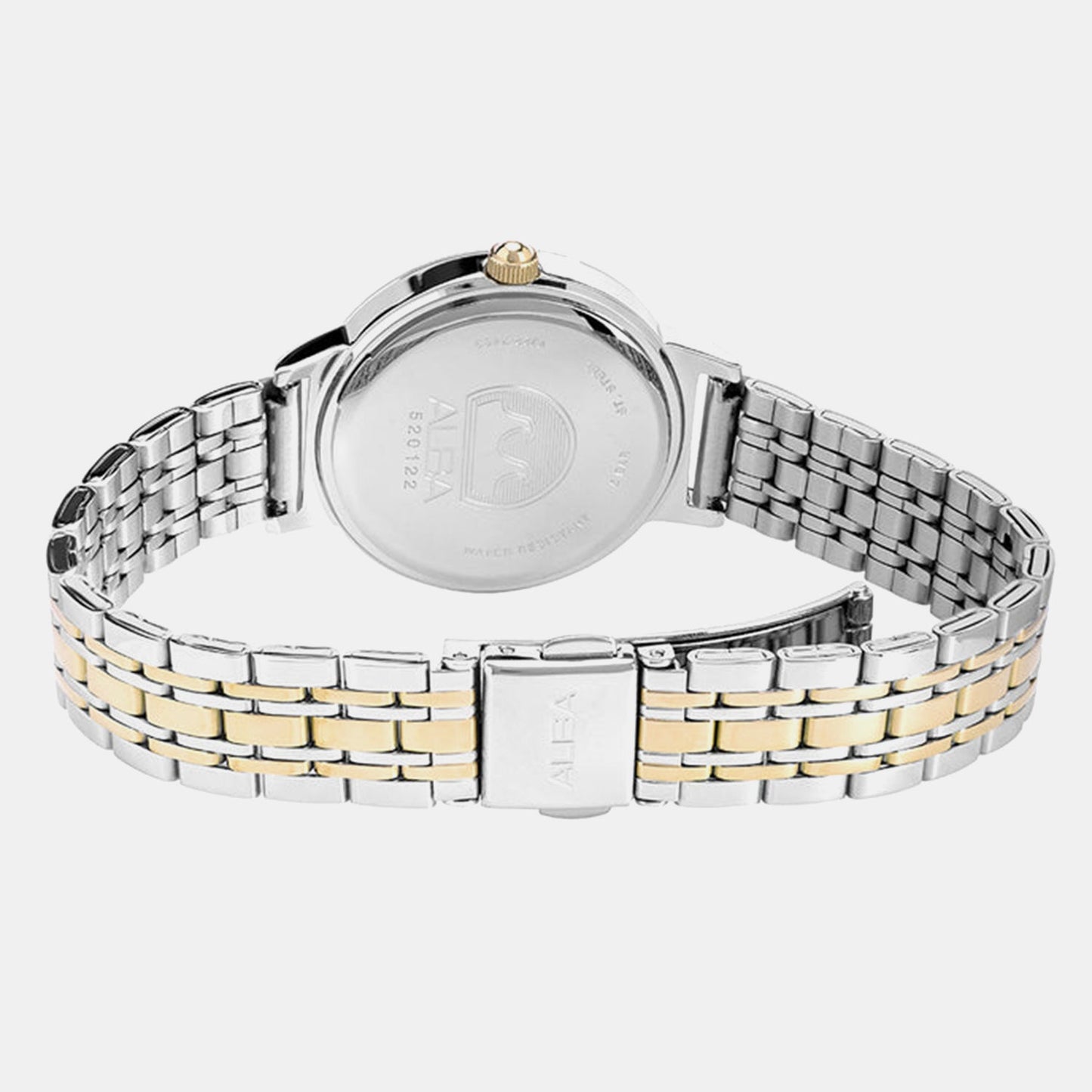 Fashion Women Quartz Champagne Dial Analog Stainless Steel Watch AH7EA4X1