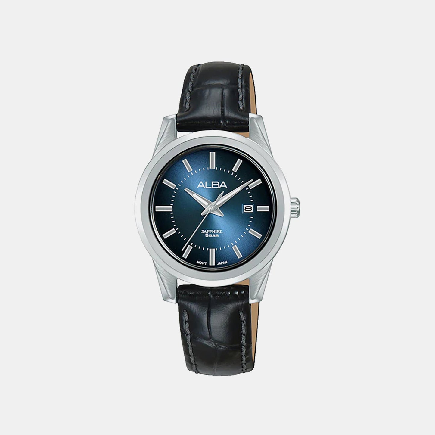 Women Quartz Blue Dial Analog Leather Watch AH7EF7X1