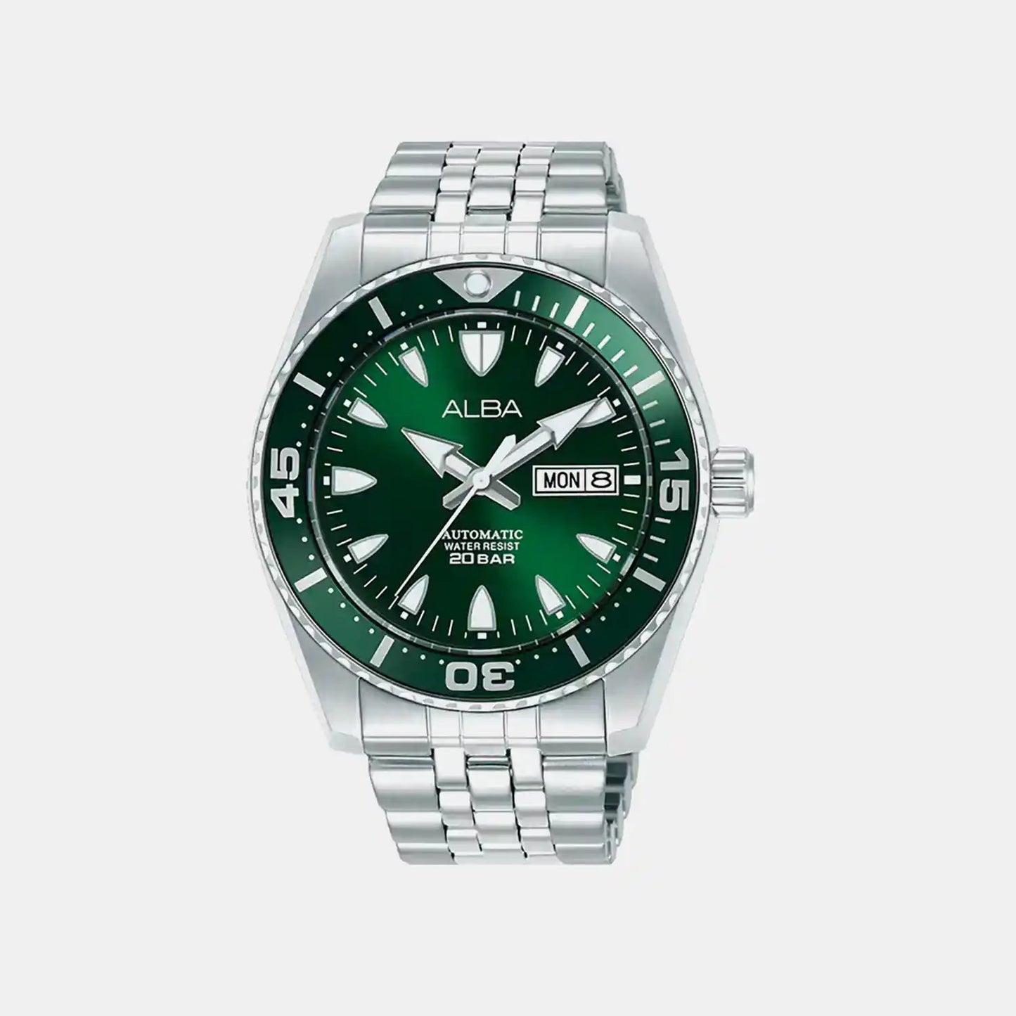 Sunburst Men Automatic Green Dial Analog Stainless Steel Watch AL4767X1